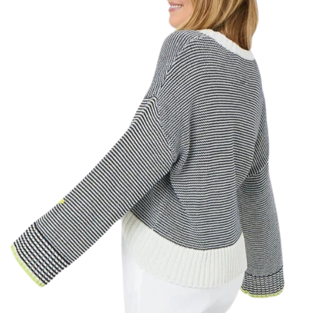 Summer Stripe Sweater in White/Indigo