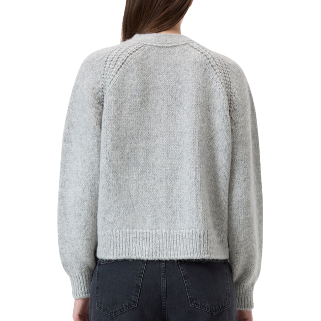 V Cardigan in Light Grey Melange