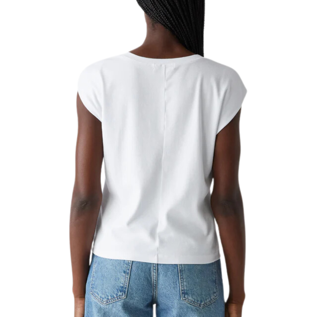 Tati Power Shoulder Top in White