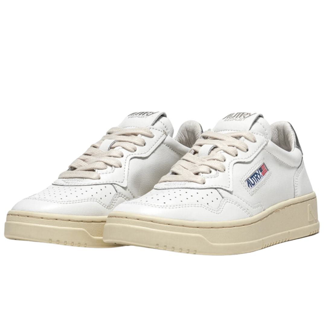 Medalist Low Sneakers in White and Silver