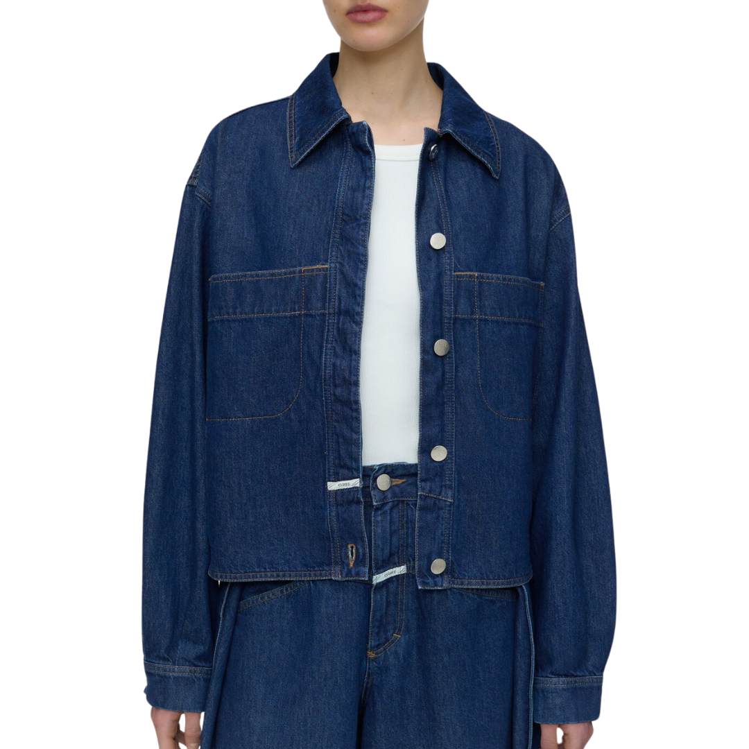 Denim Worker Jacket in Dark Blue