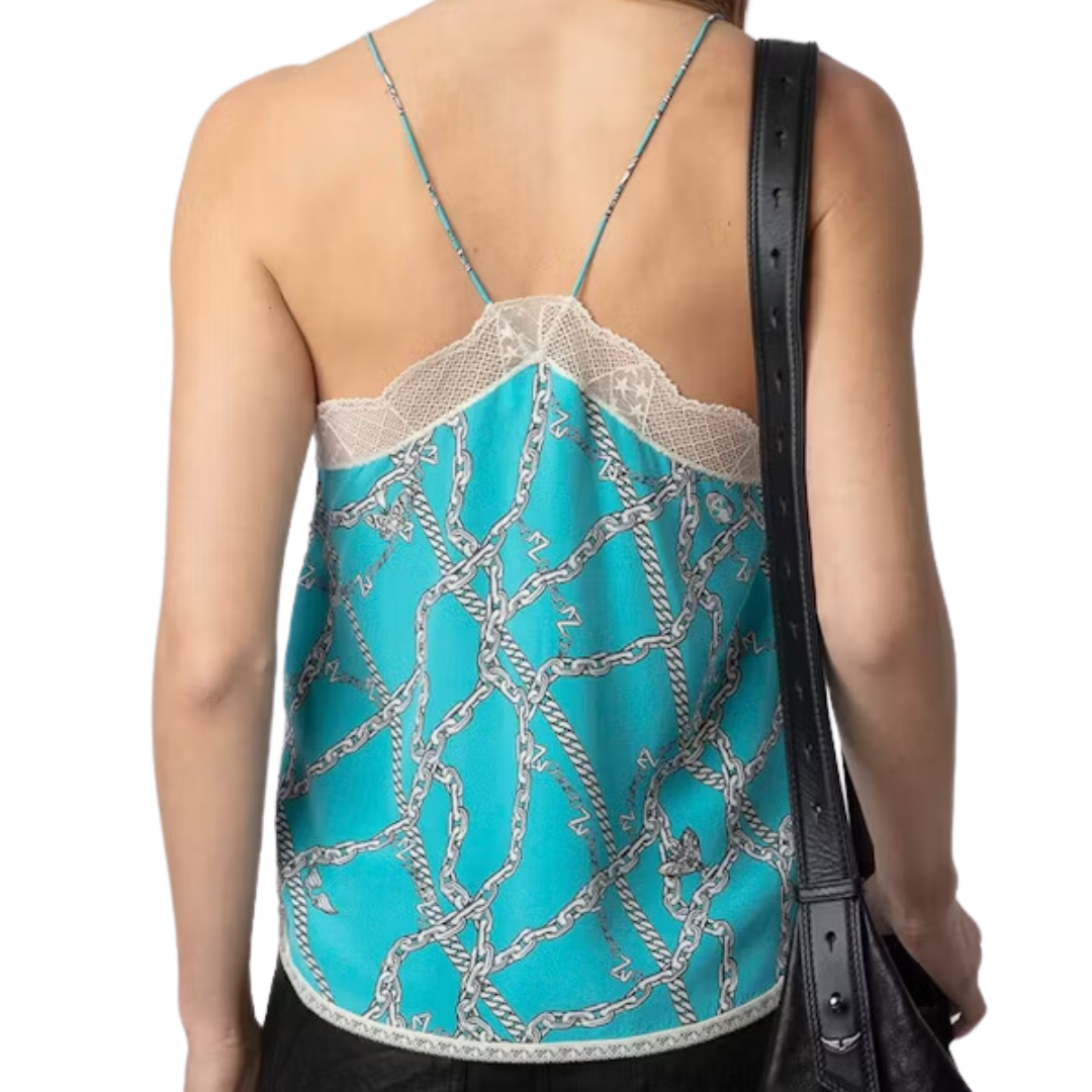 Christy Silk Camisole in Aqua