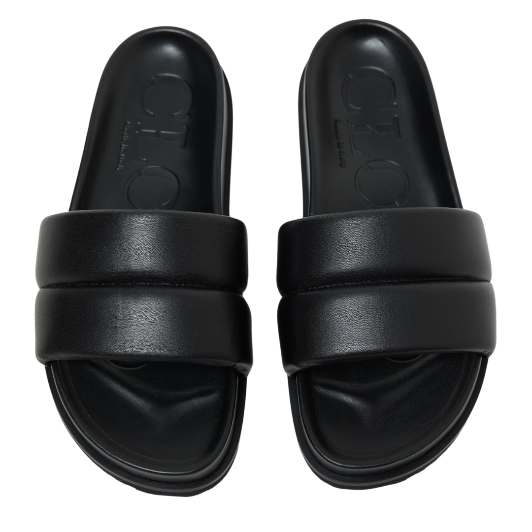 Leather Slippers in Black