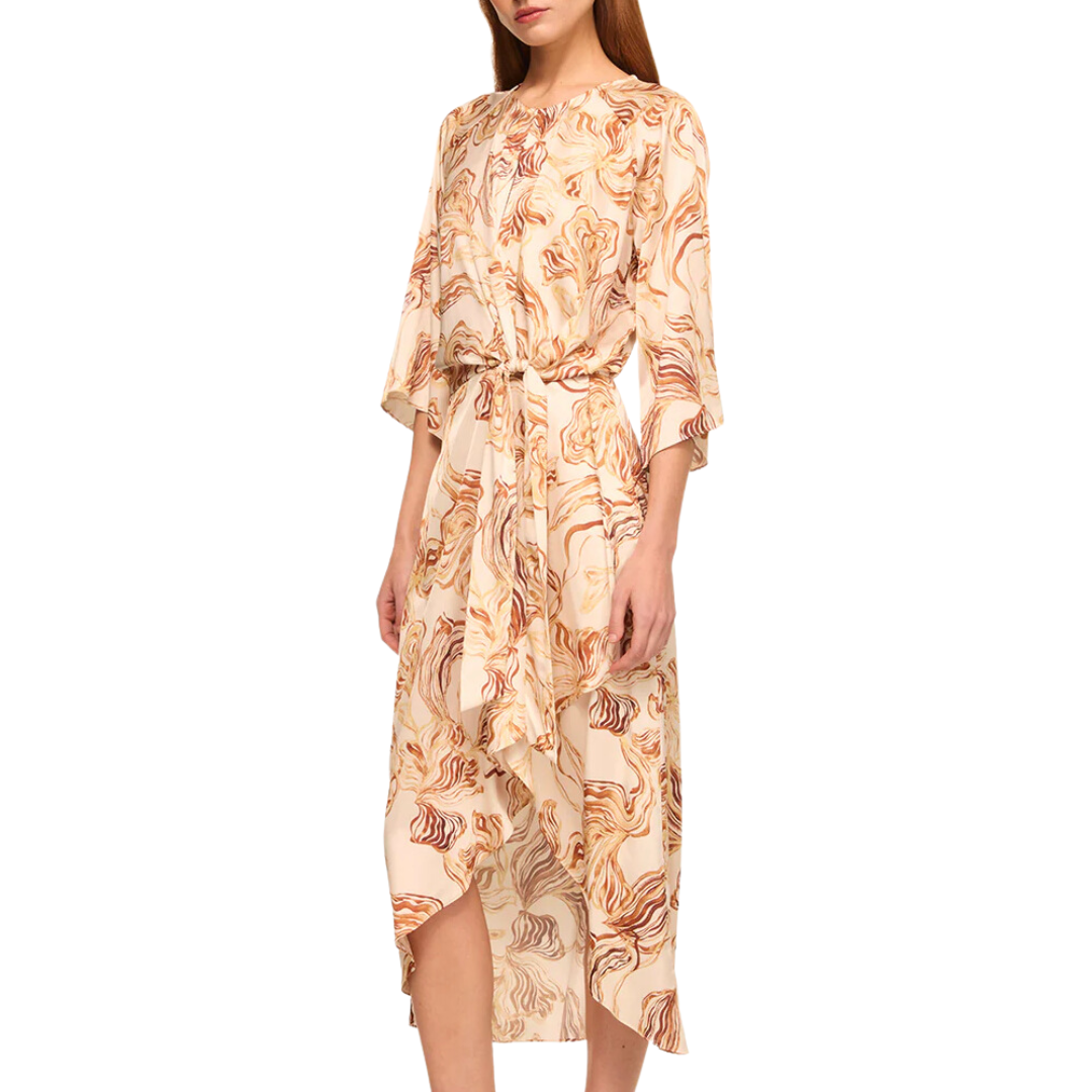 Adina Dress in Golden Straw Satin