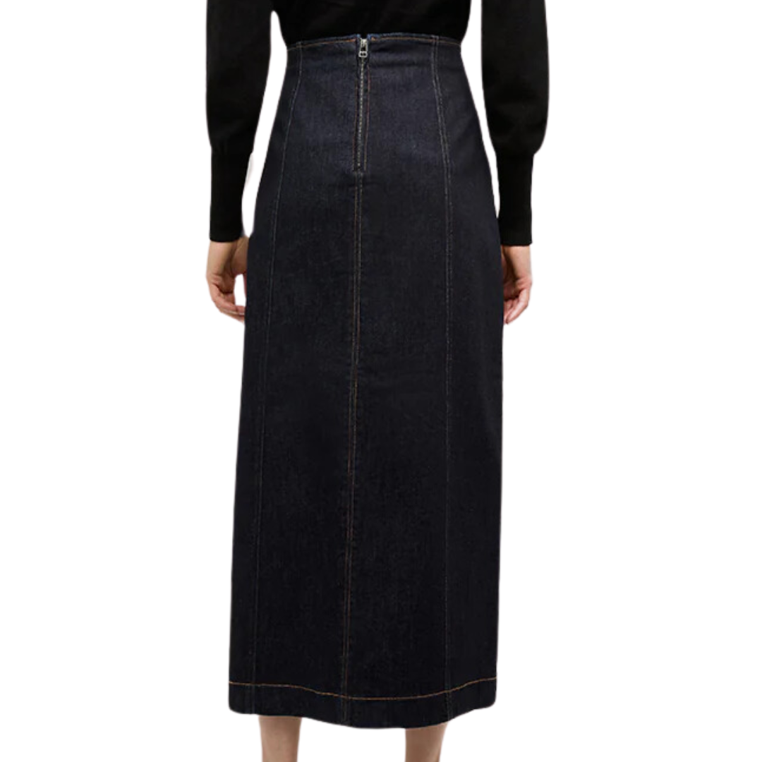 Fiona Maxi Denim Skirt in Washed Oxford
