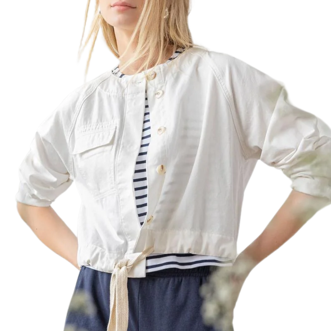 Drawstring Waist Jacket in White