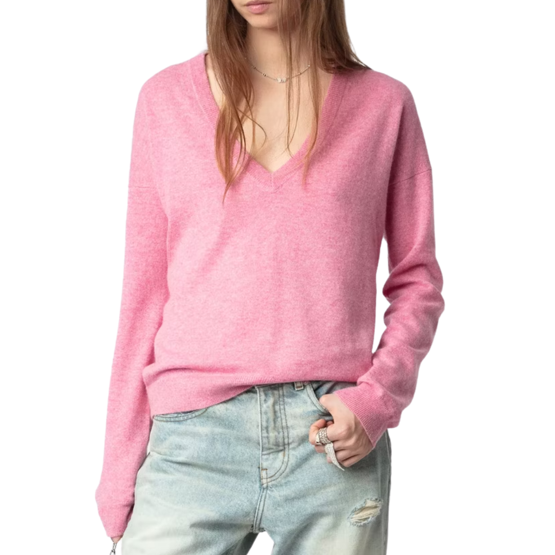 Vivi Patch Cashmere Sweater in Phlox