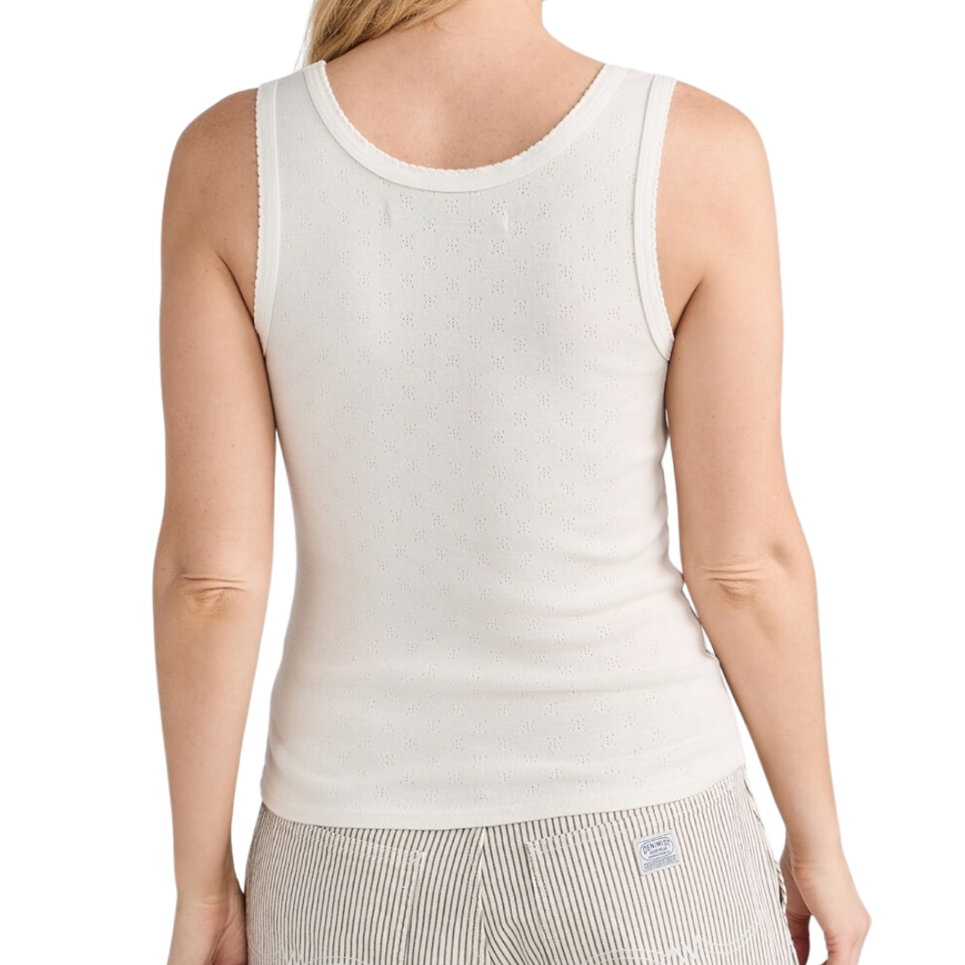 Scallop Edge Pointelle Tank in Cloud