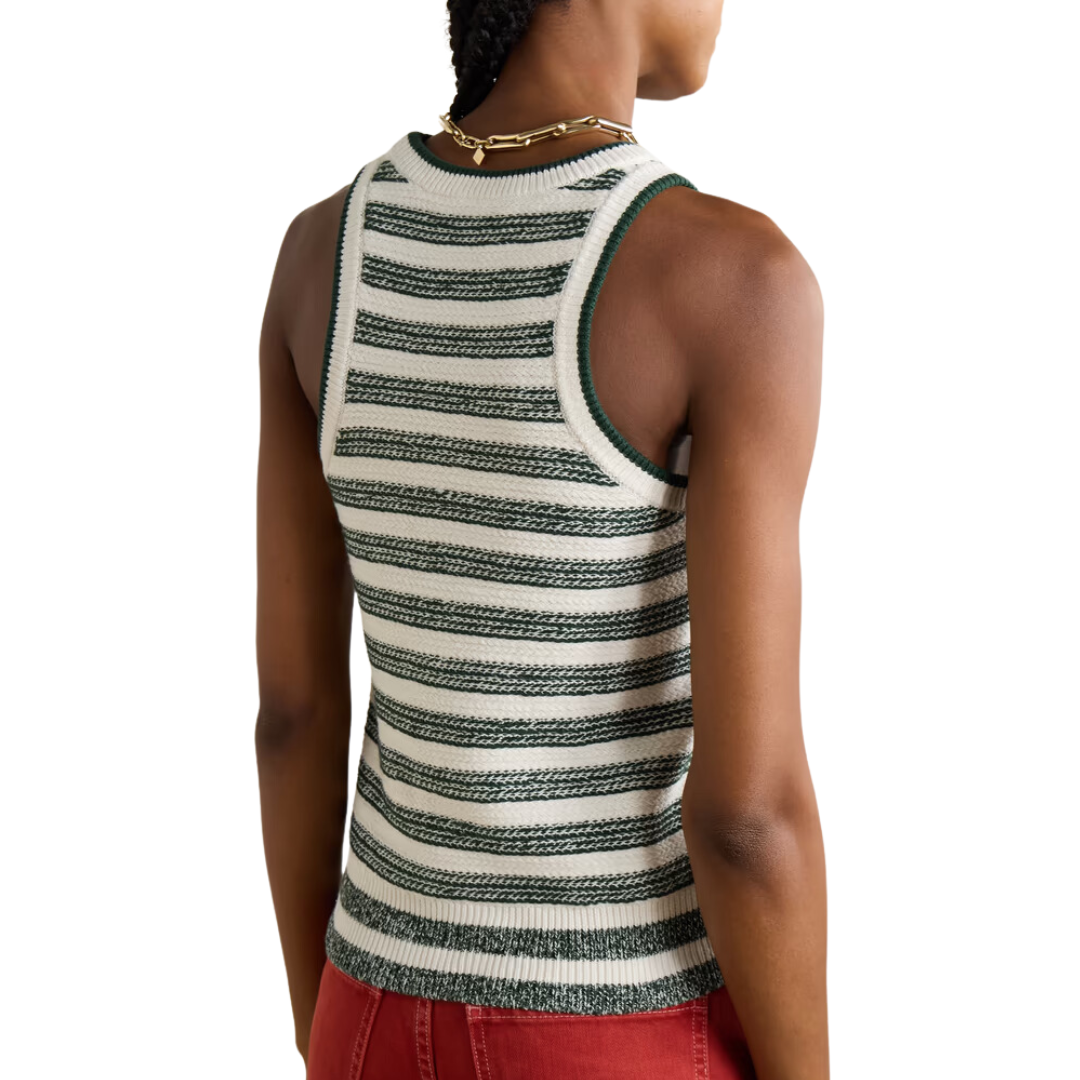 Jerrel Knit Tank in Ivory/Hunter Green