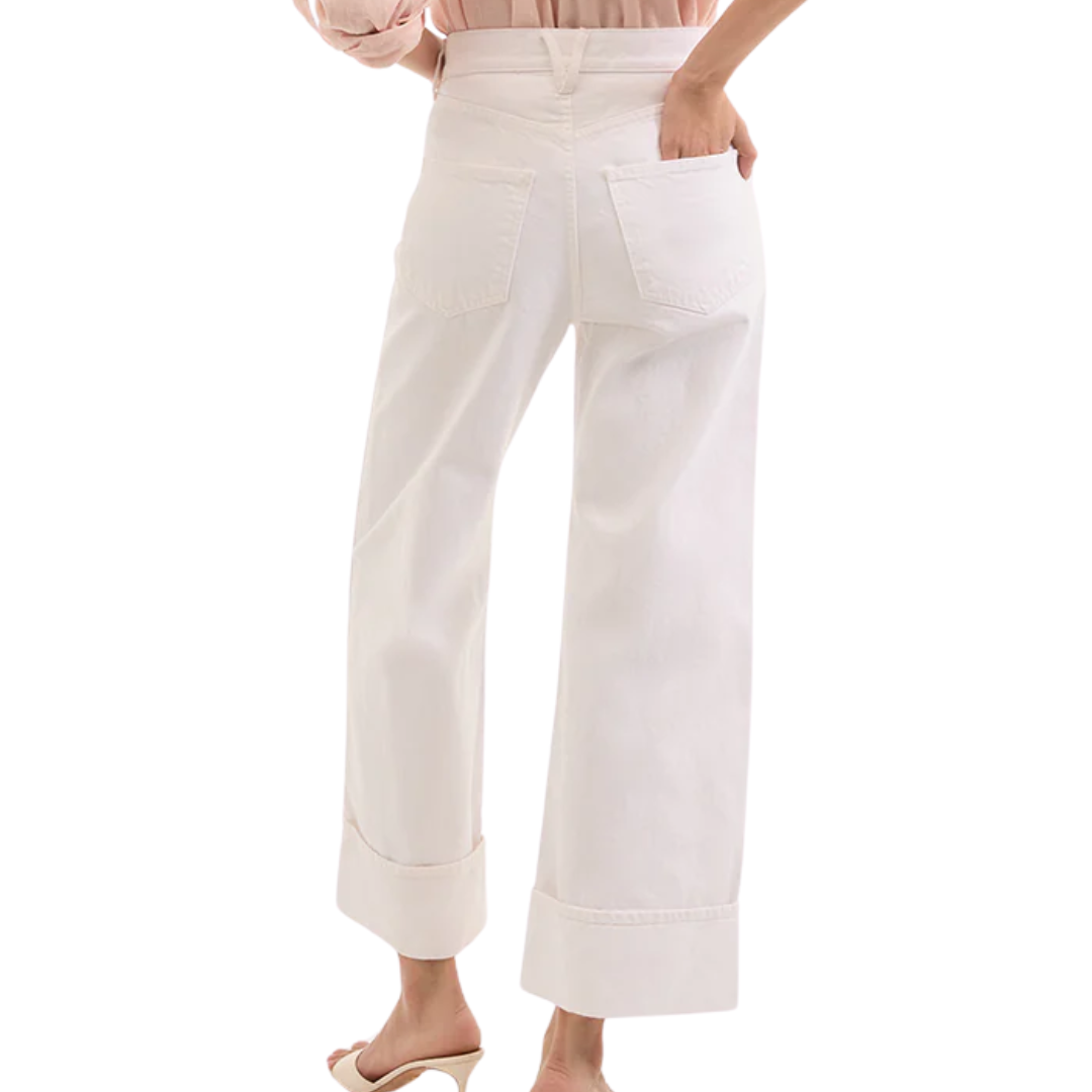 Taylor Cuffed Cropped Wide-Leg Jean in White
