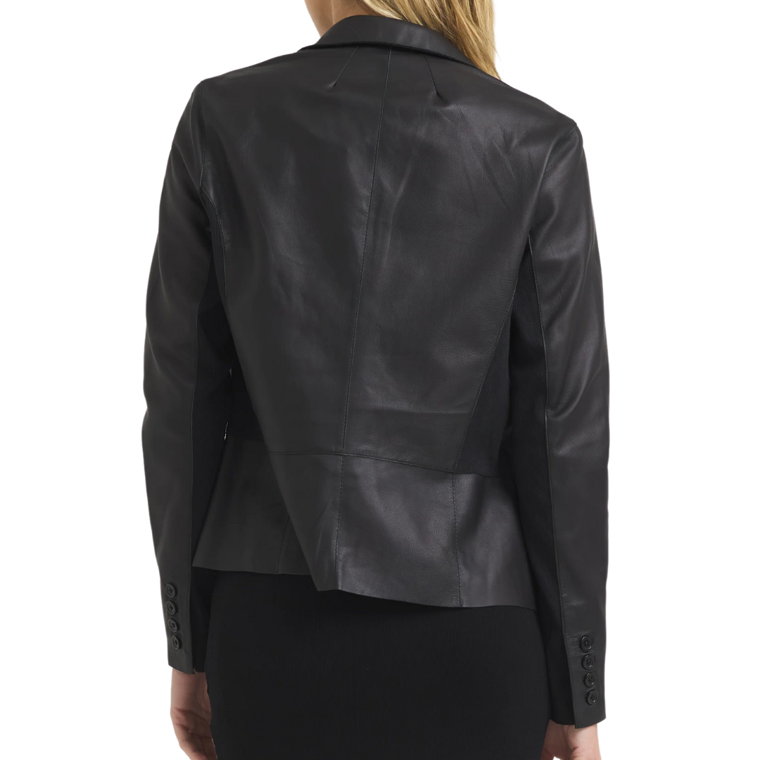 Allison Burnished Leather Jacket in Black