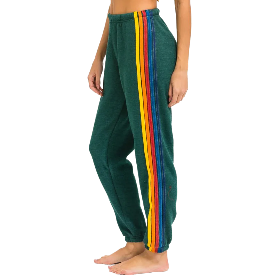 5 Stripe Sweatpants in Forest/Purple/Orange
