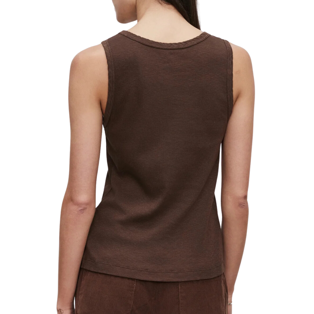 Maxie Ribbed Tank Top in Bark