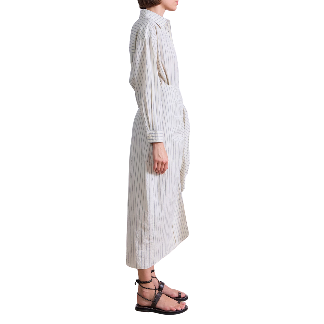 Alessandra Sarong Shirt Dress in Pina Stripes Cream & Navy
