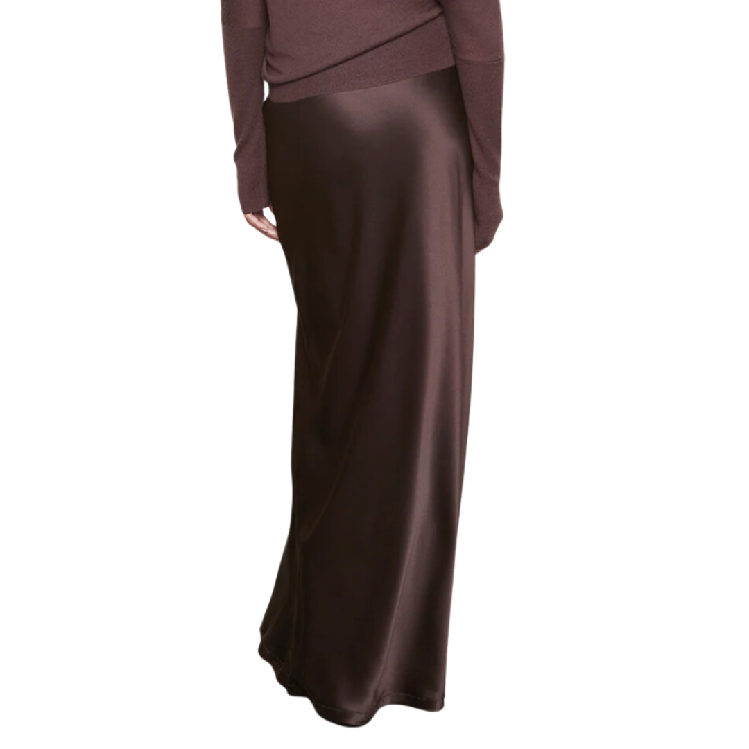 Silk Full Length Skirt in Brown