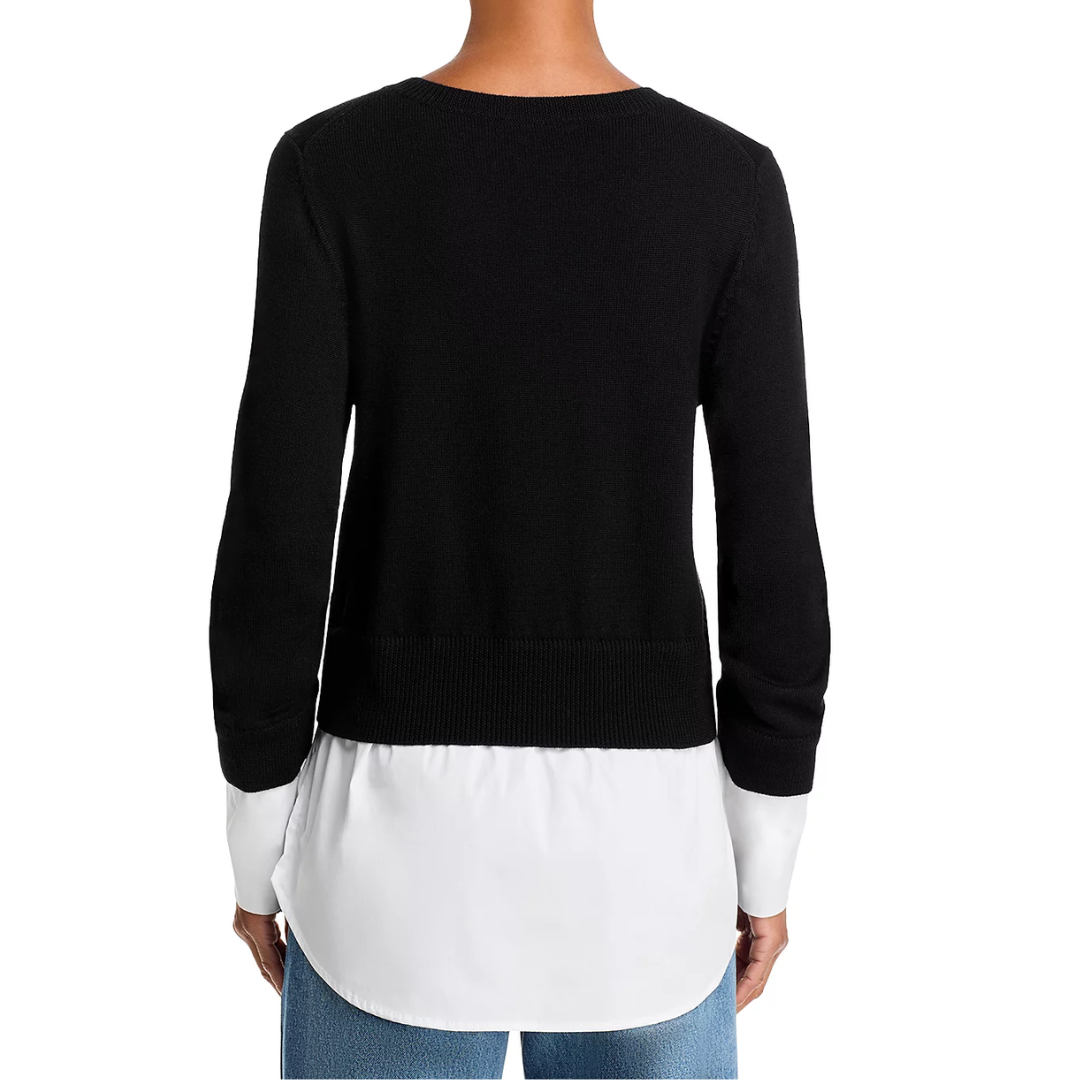Amirah Mixed Media Sweater in Black