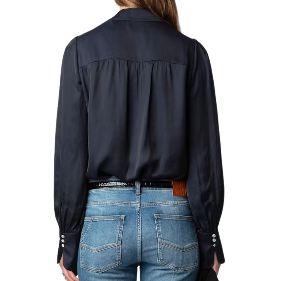 Tinous Satin Shirt in Encre