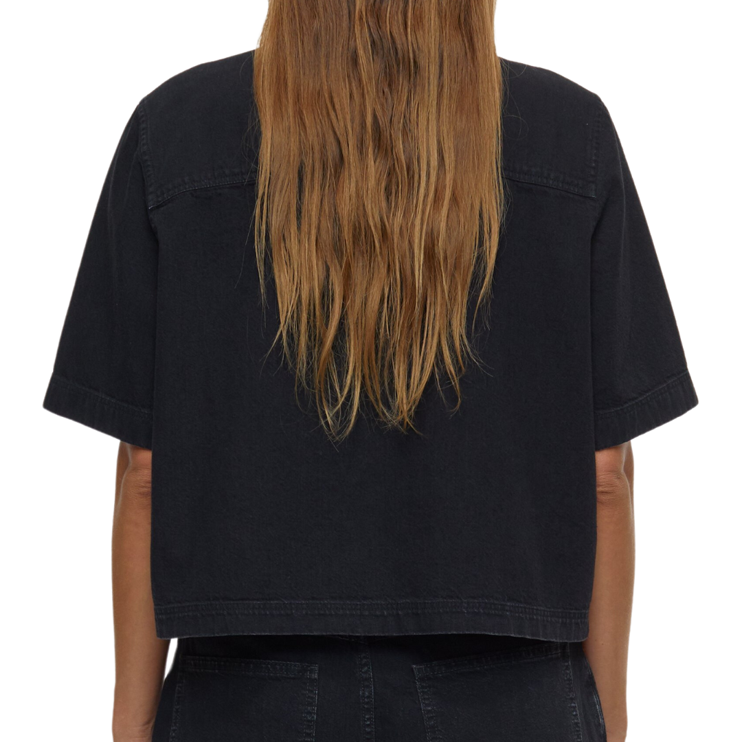 Short Denim Blouse in Black