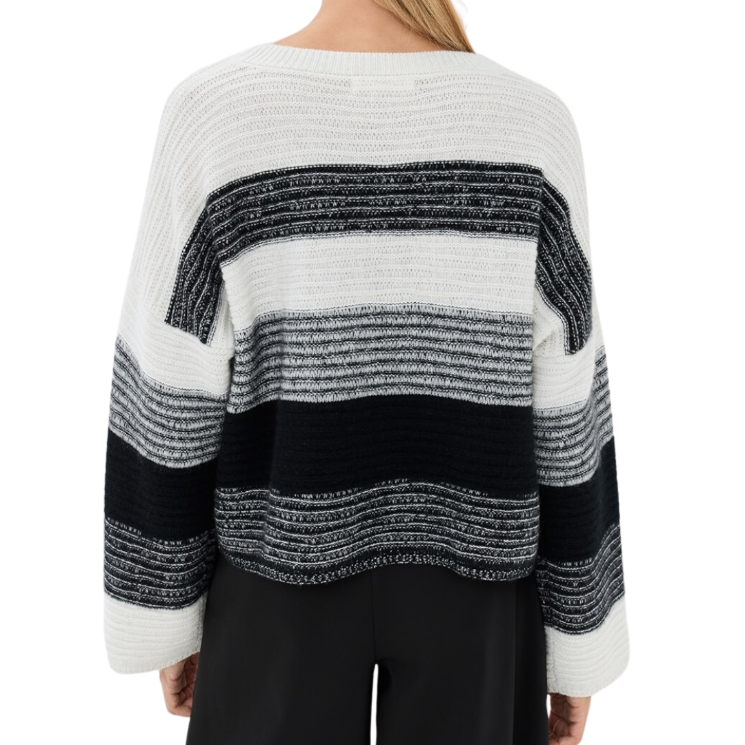Cisco Dolman Crewneck in Black/Gardenia