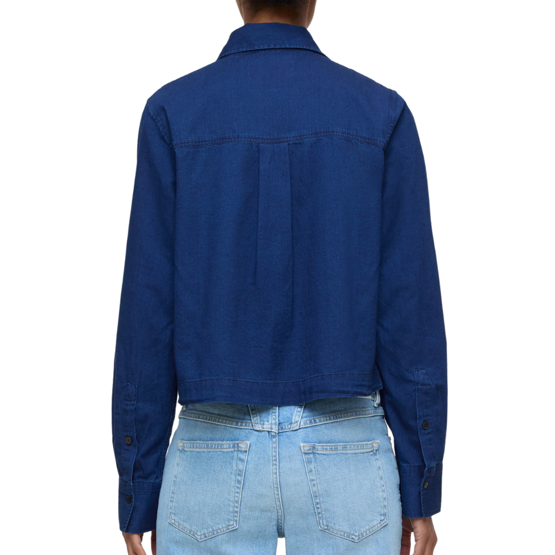 Short Denim Shirt in Dark Blue