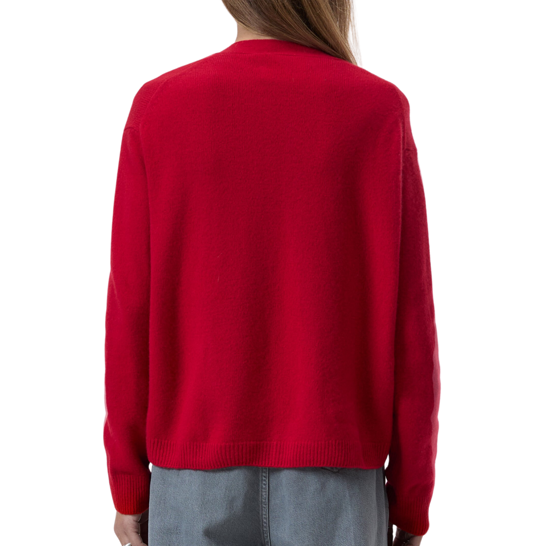 Wool Cardigan in Chili Pepper Red