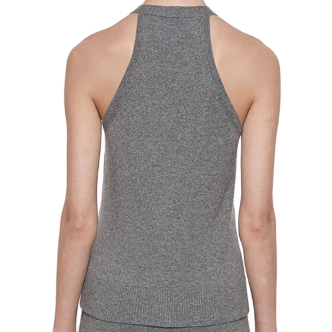 Cashmere V-Neck Halter Cardigan in Thunder