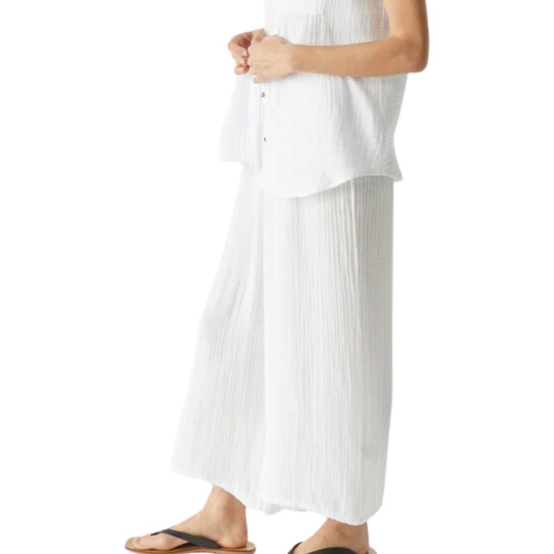 Medina Cropped Gauze Pant in White