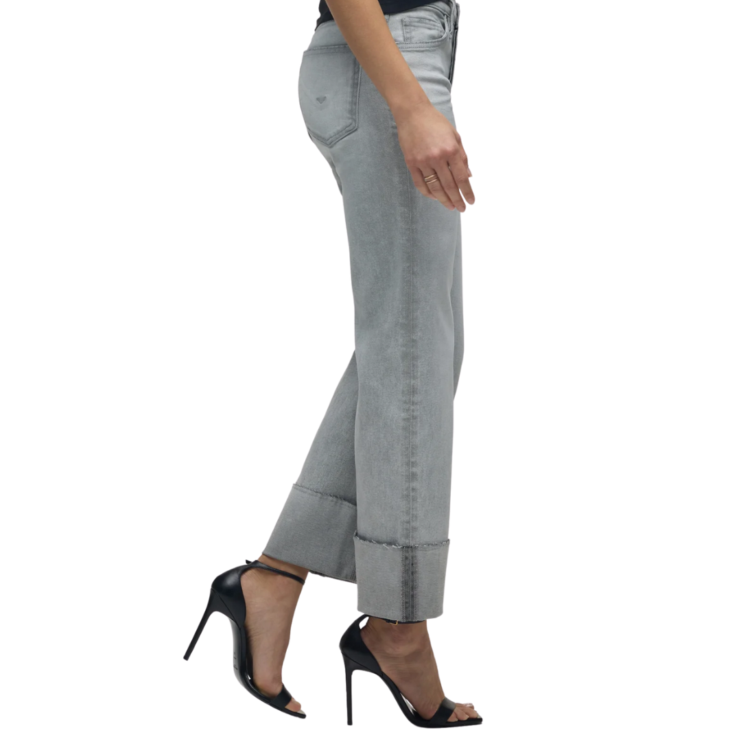 Rosie High-Rise Wide Leg Jean With Cuff in Washed Slate