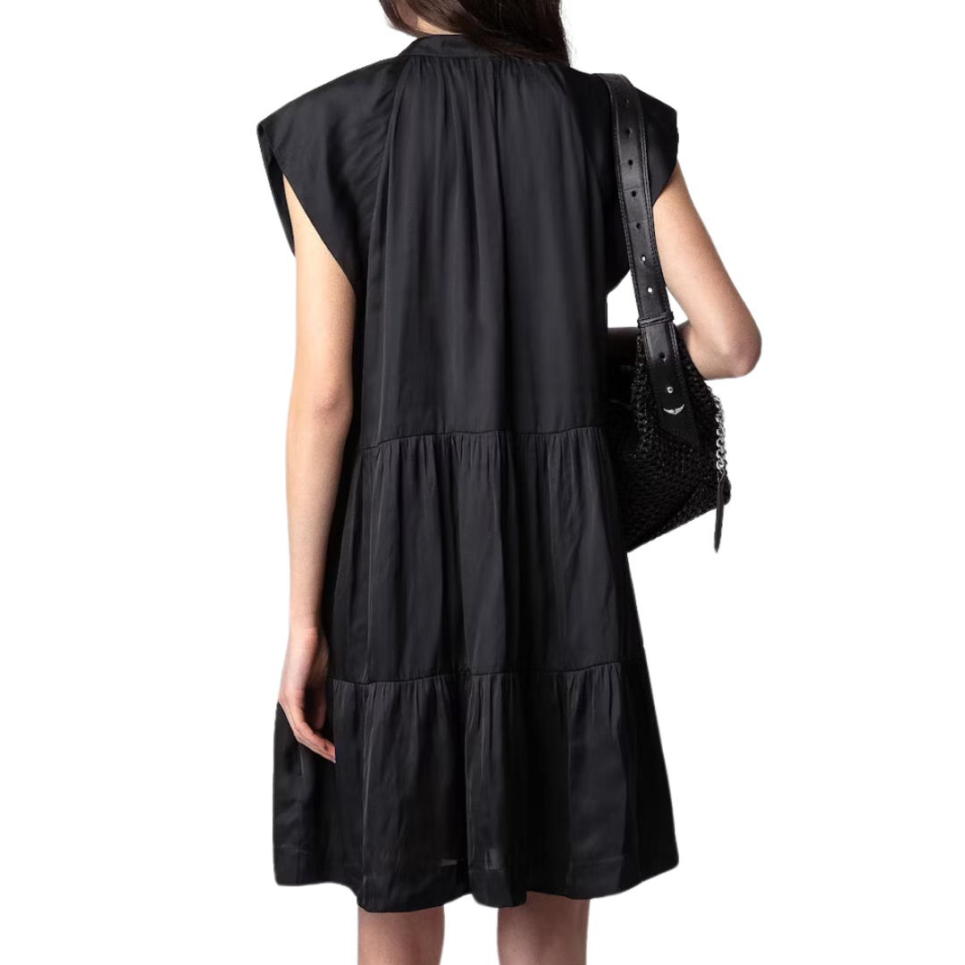 Rito Satin Dress in Noir