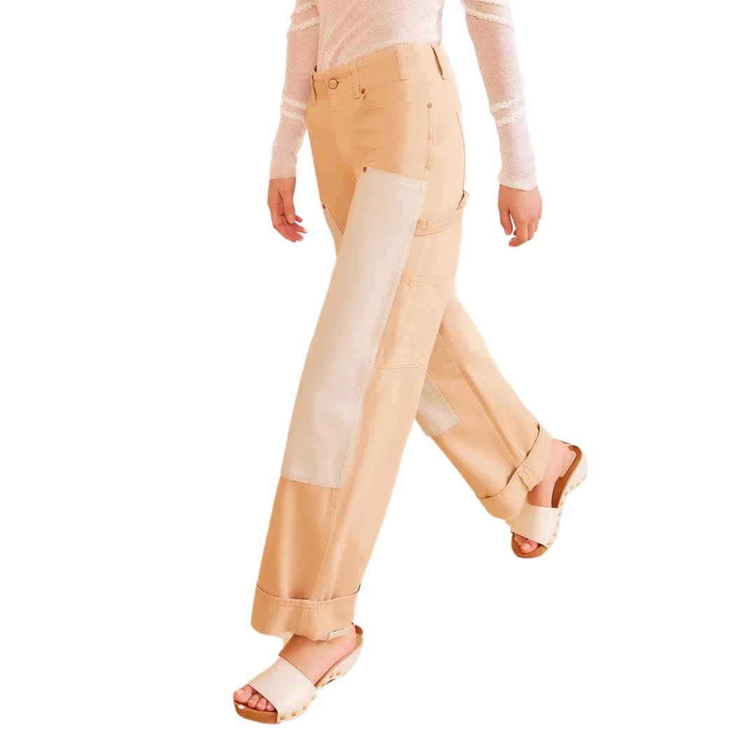 The Olympia Jean in Limestone Patchwork