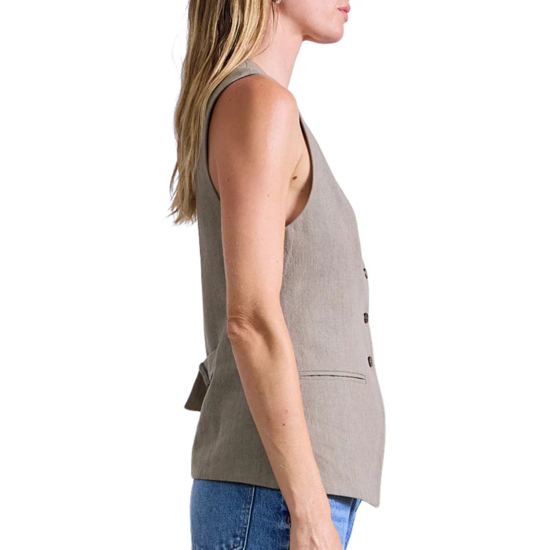 Helena V-Neck Vest in Moss