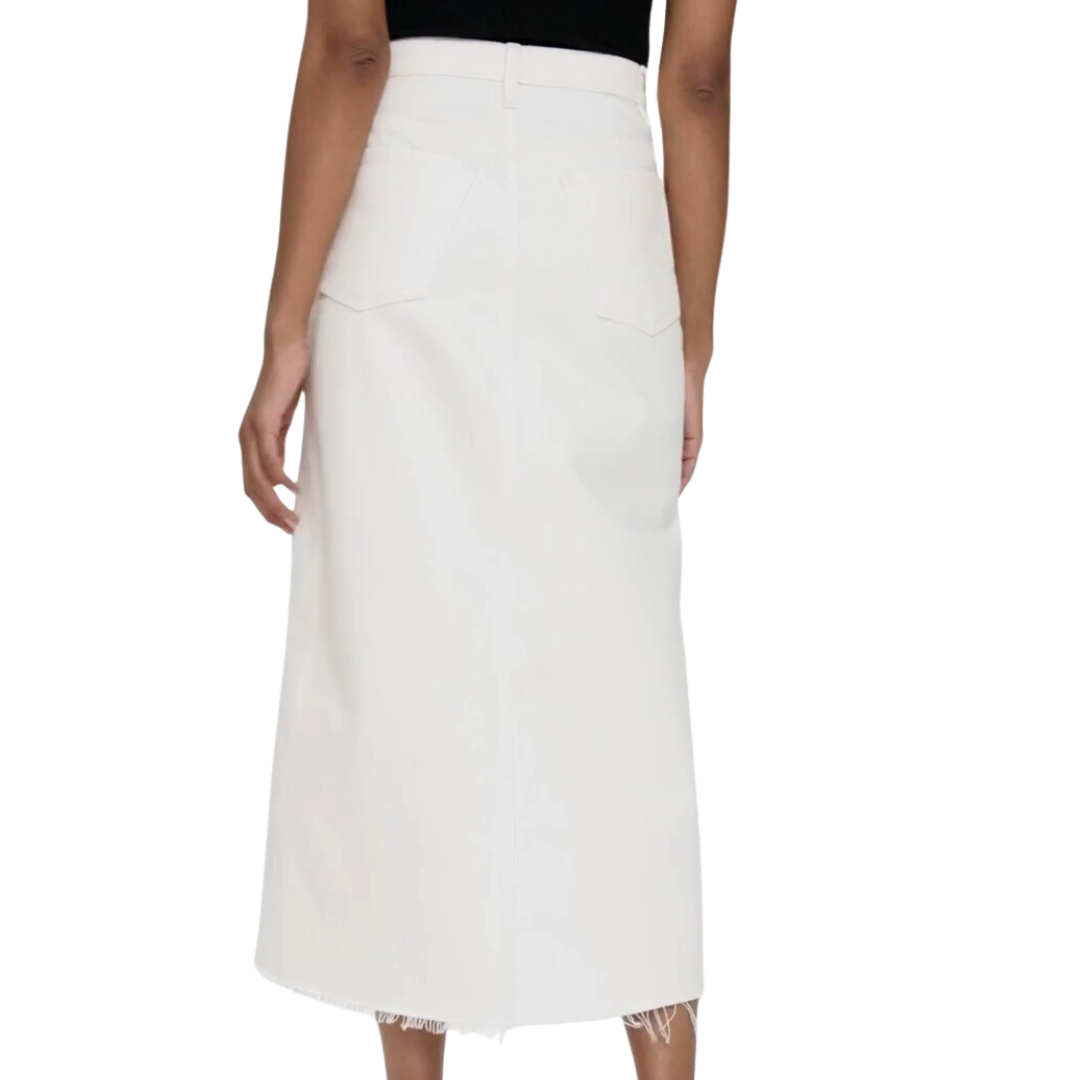 The Midaxi Skirt Angled Seam Raw After in Ecru