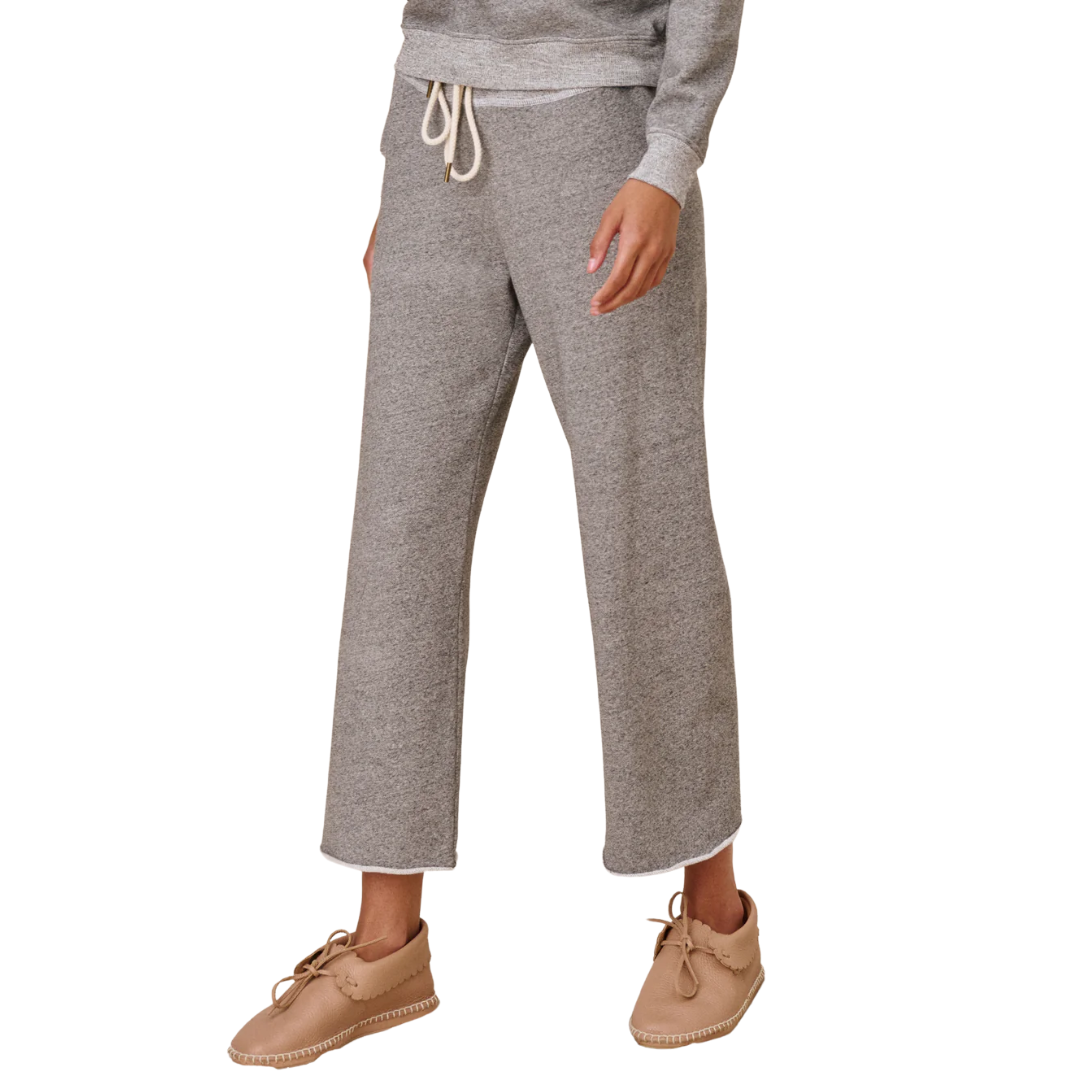 The Wide Leg Cropped Sweatpant in Varsity Grey