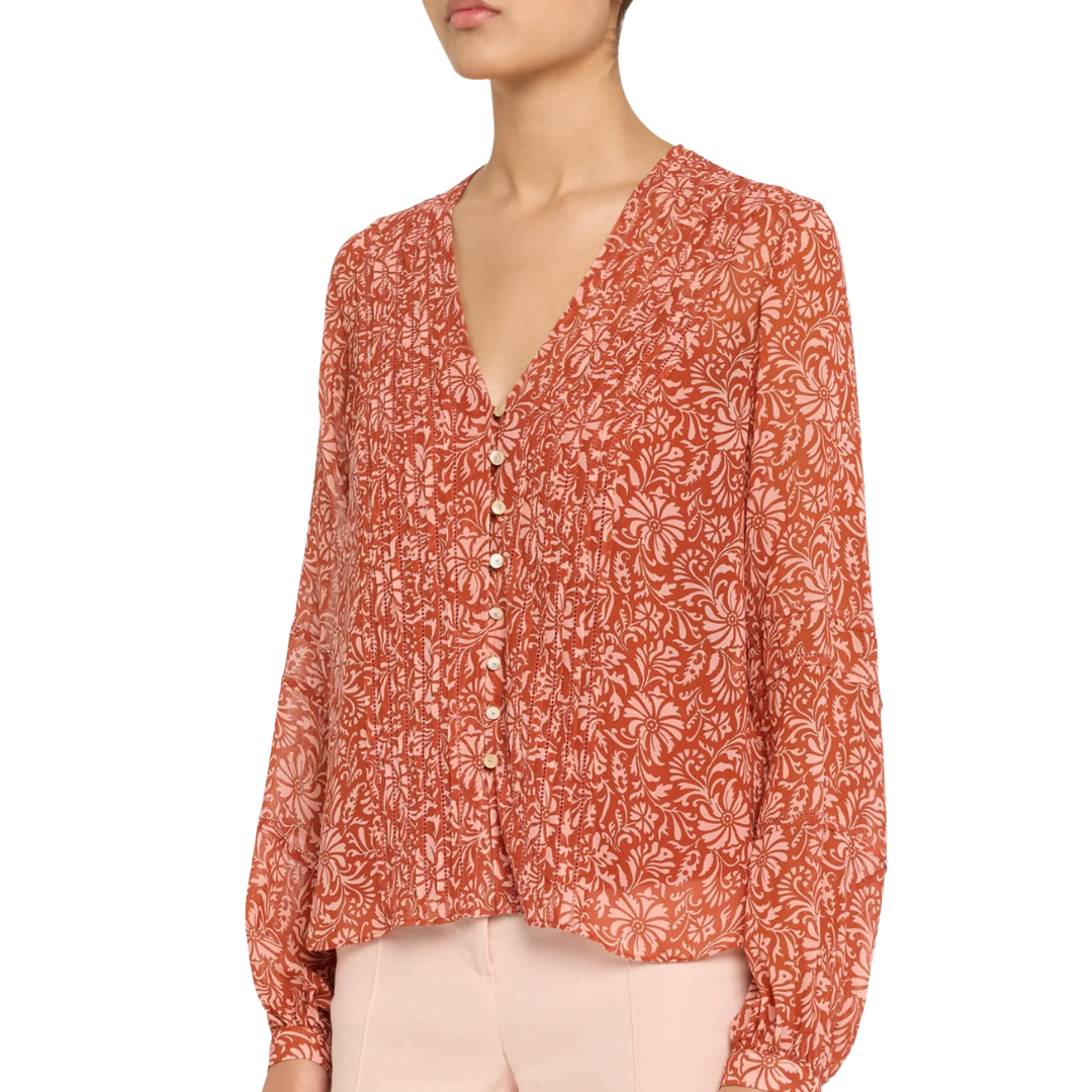 Calvin Top in Dark Persimmon Multi