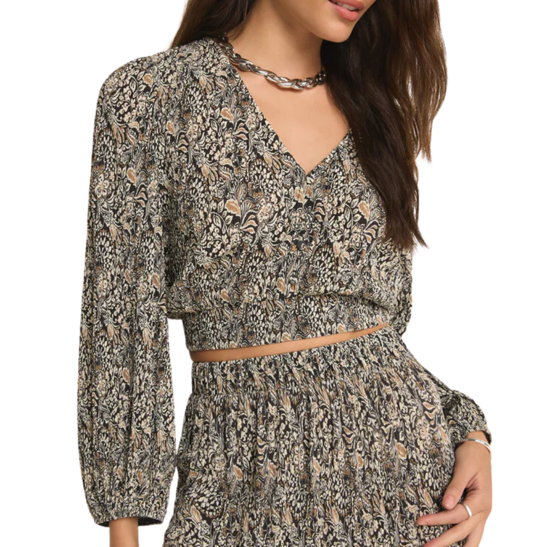 Isidora Reva Block Crop Top in Black