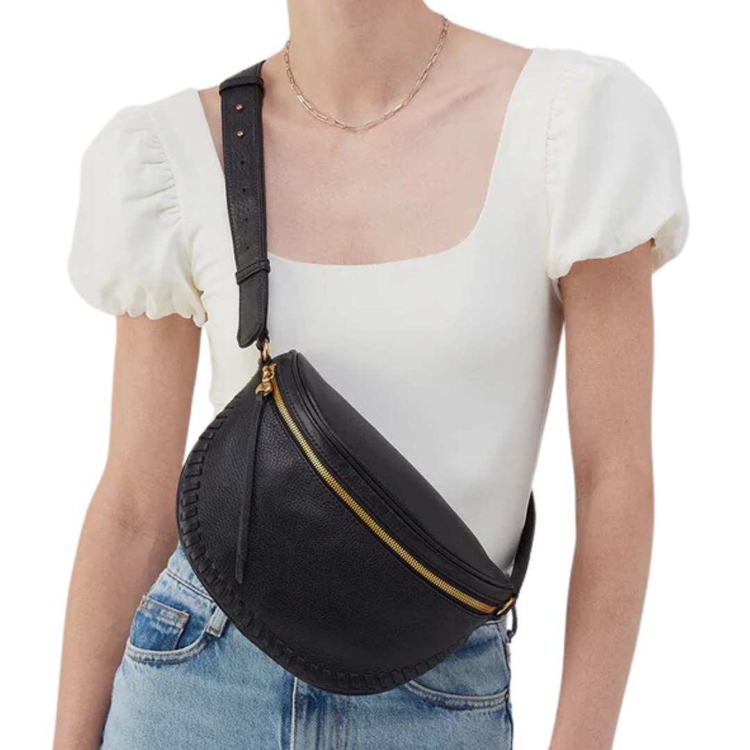 Juno Belt Bag in Black Whipstitch