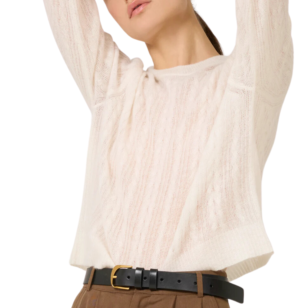 Blakely Tissue Cashmere Pullover in Ivory