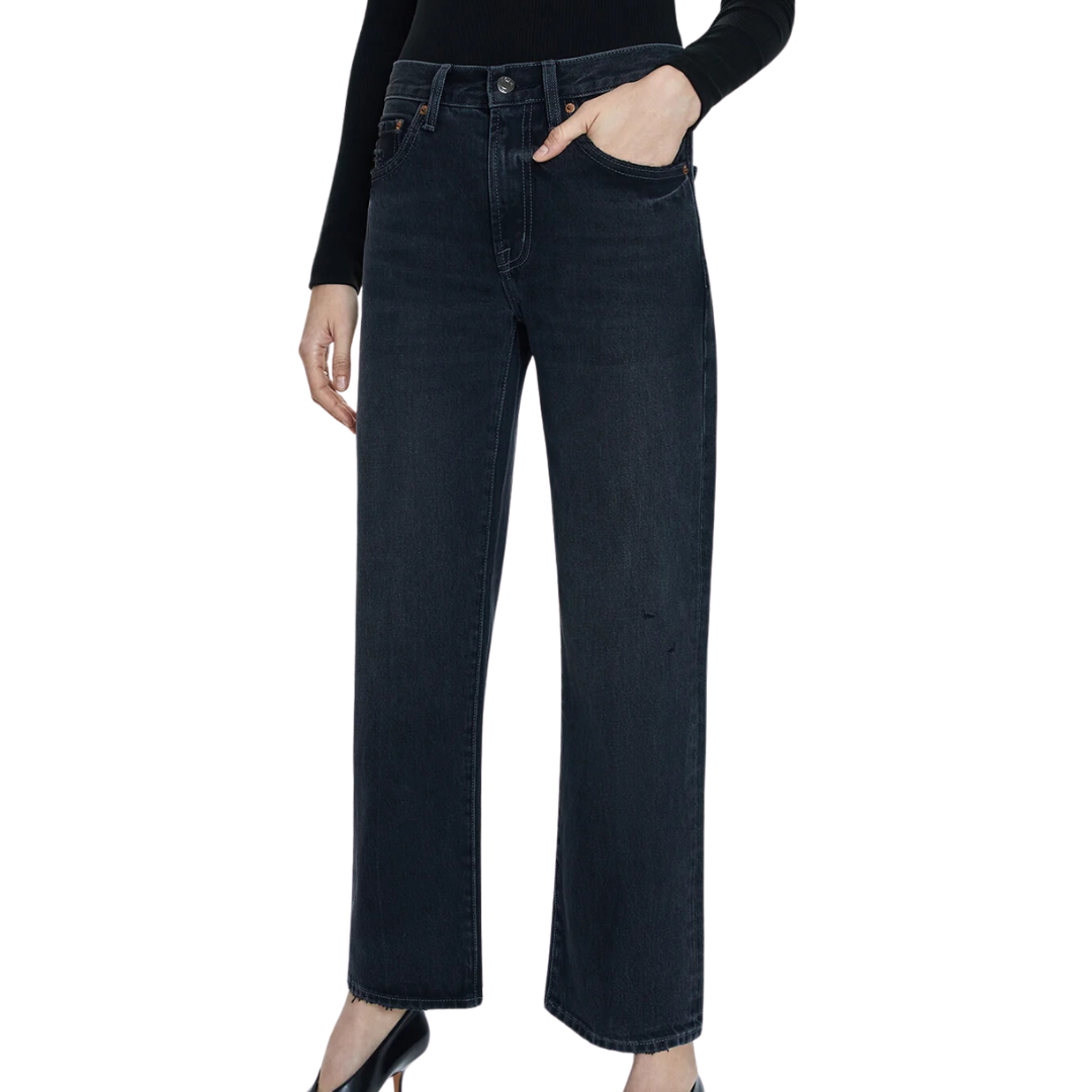 Lexi Mid Rise Bowed Straight in Mercury