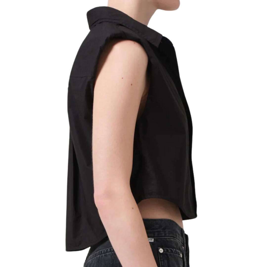 Anders Sleeveless With Shoulder Pads in Black