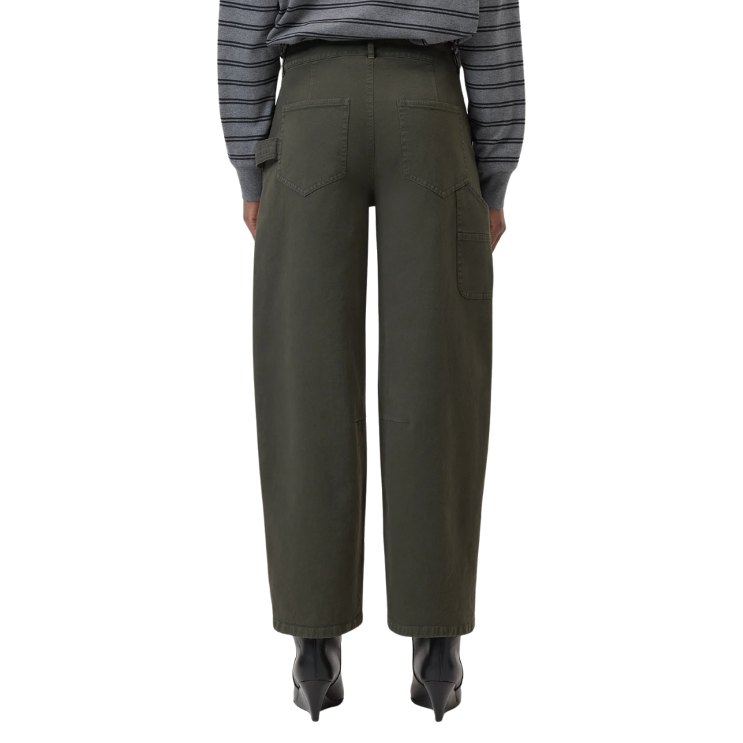 Bouna Wide Cotton-Stretch Pants in Juniper Green