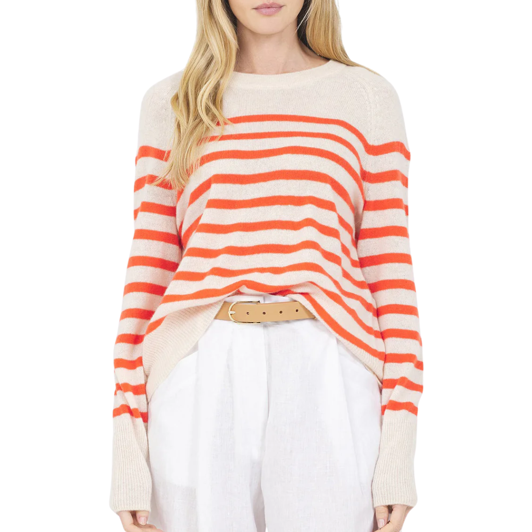 Sloane Cashmere Pullover in Cream Combo