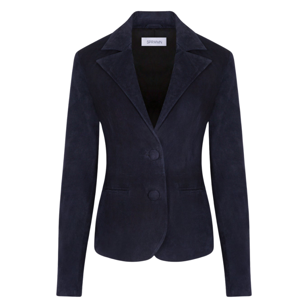 Claire Suede Blazer in Marine