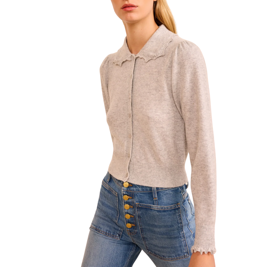 Kalila Collared Cardigan in Pebble