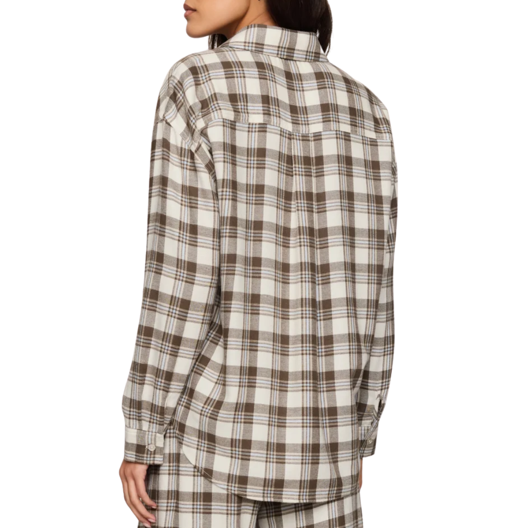 River Plaid Button Up in Cocoa Bean