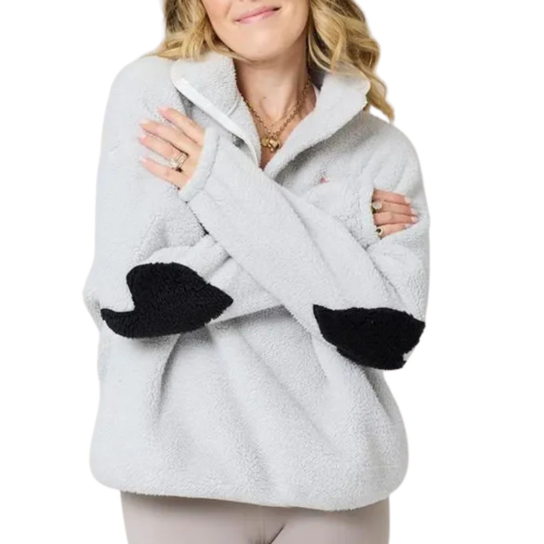 Quarter Zip Coze Magoze in Light Grey