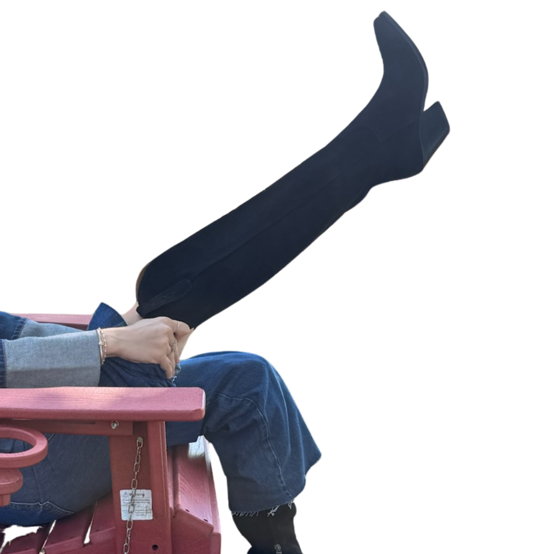 Suede Knee Boots in Black