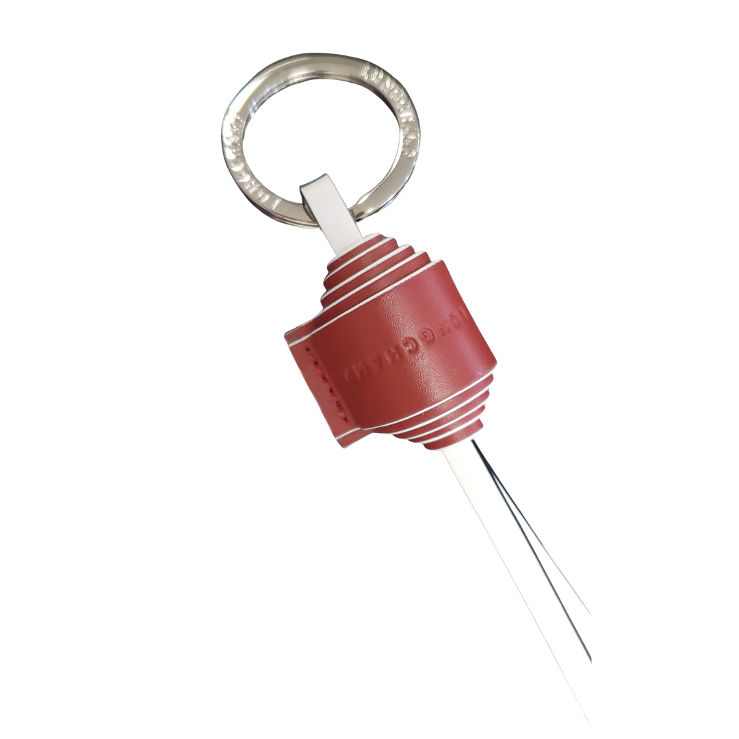 Ribbon Key Ring in Mahogany/White