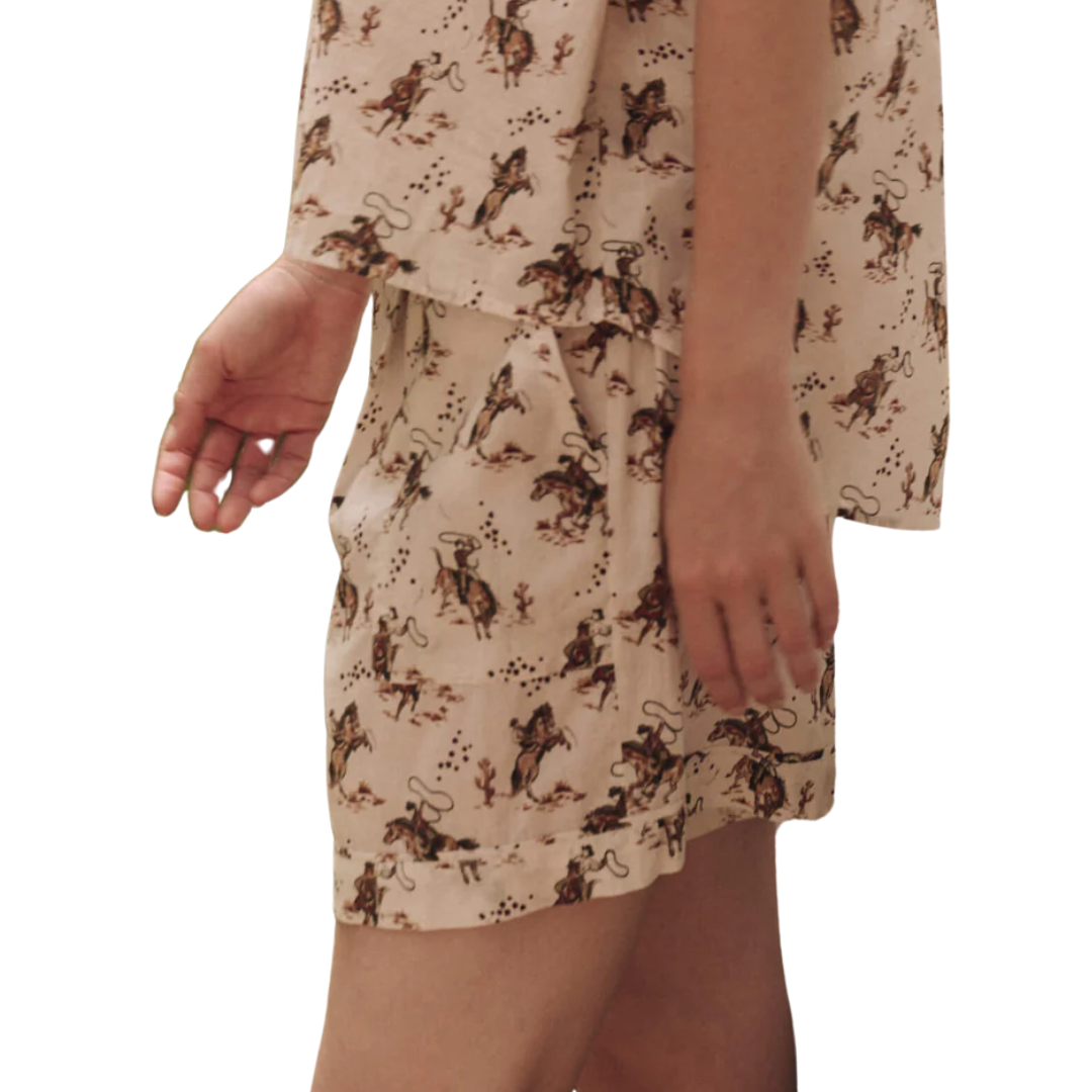 The Square Pajama Short in Cream Cowboy