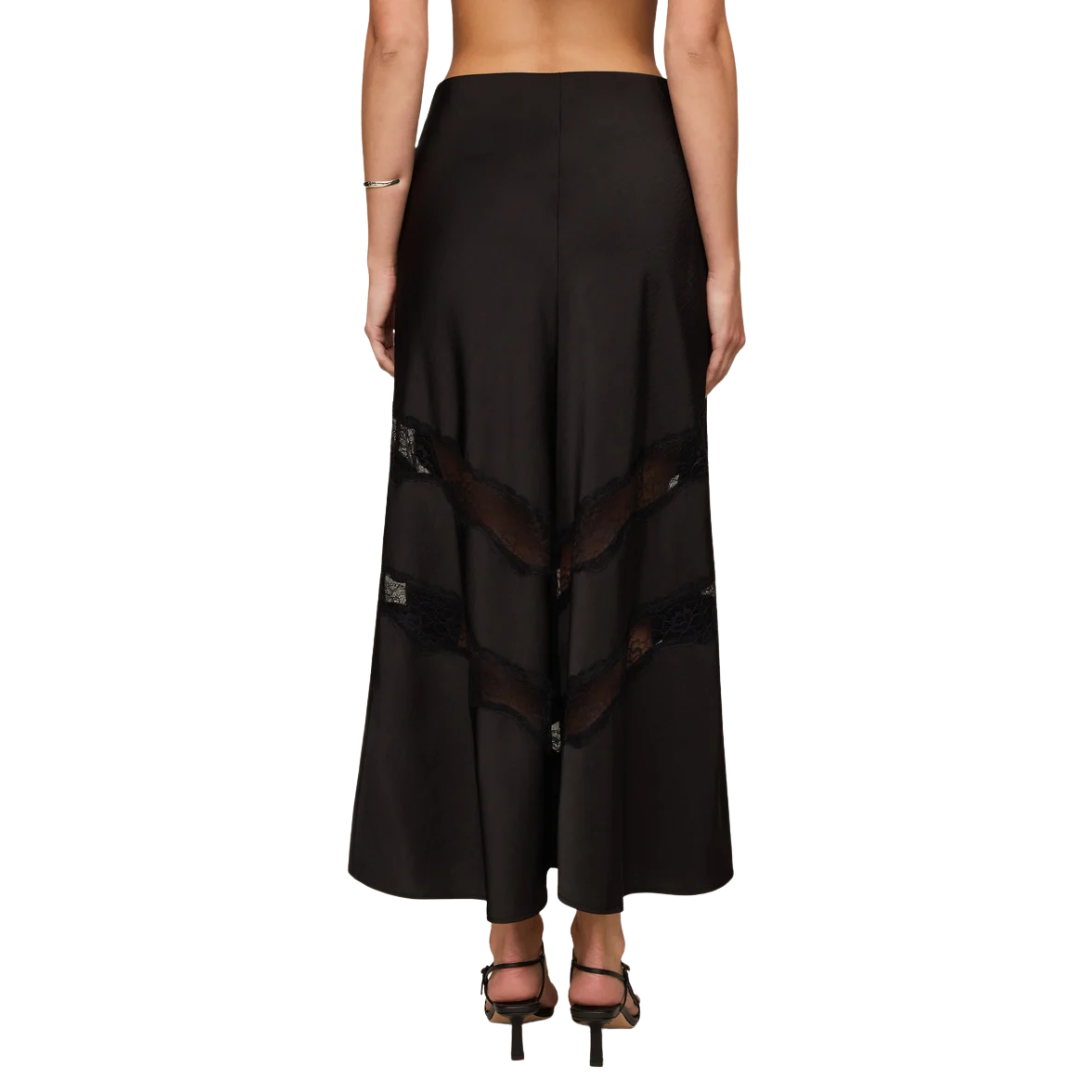 Kori Lace Midi Skirt in Black