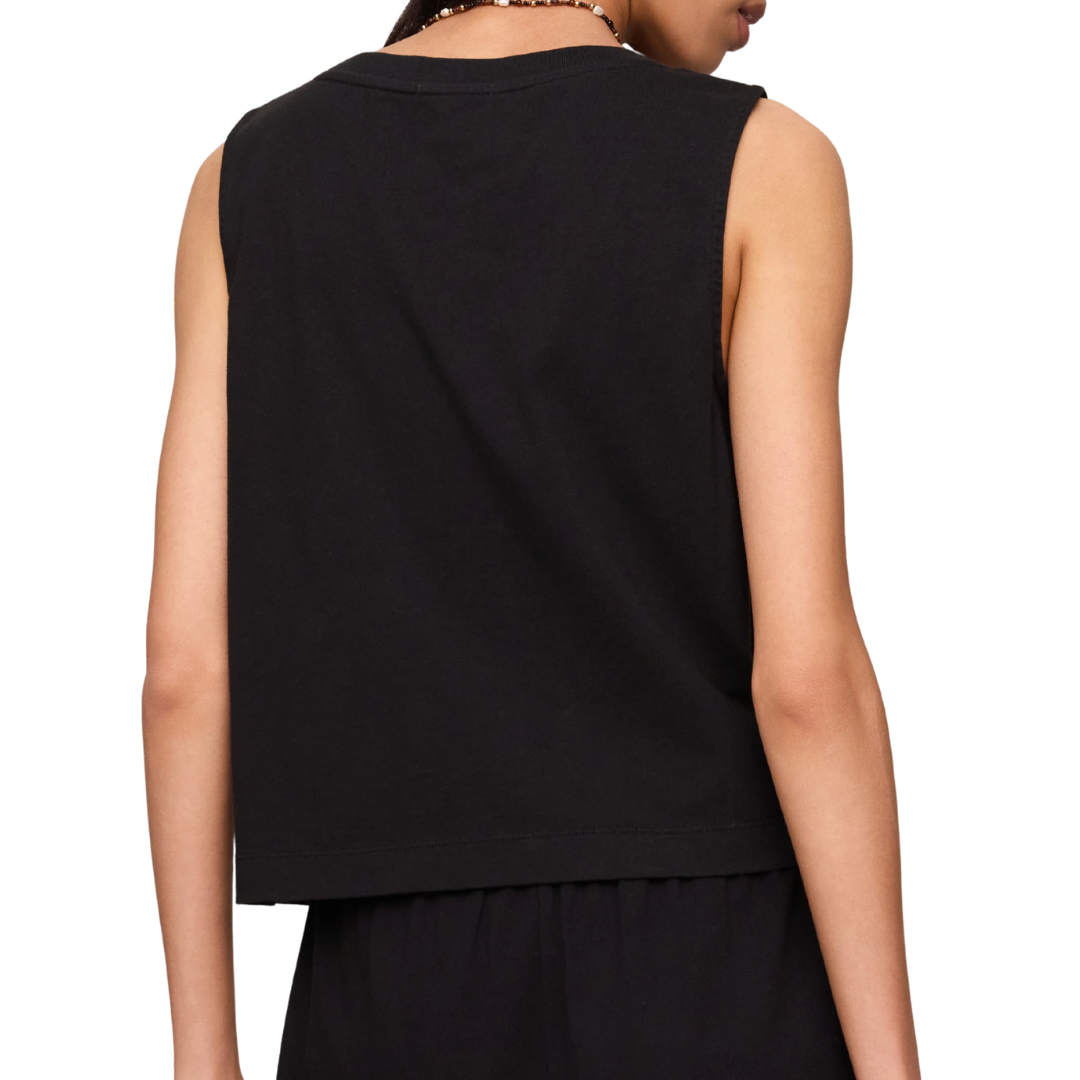 Sloane V-Neck Cotton Jersey Tank in True Black